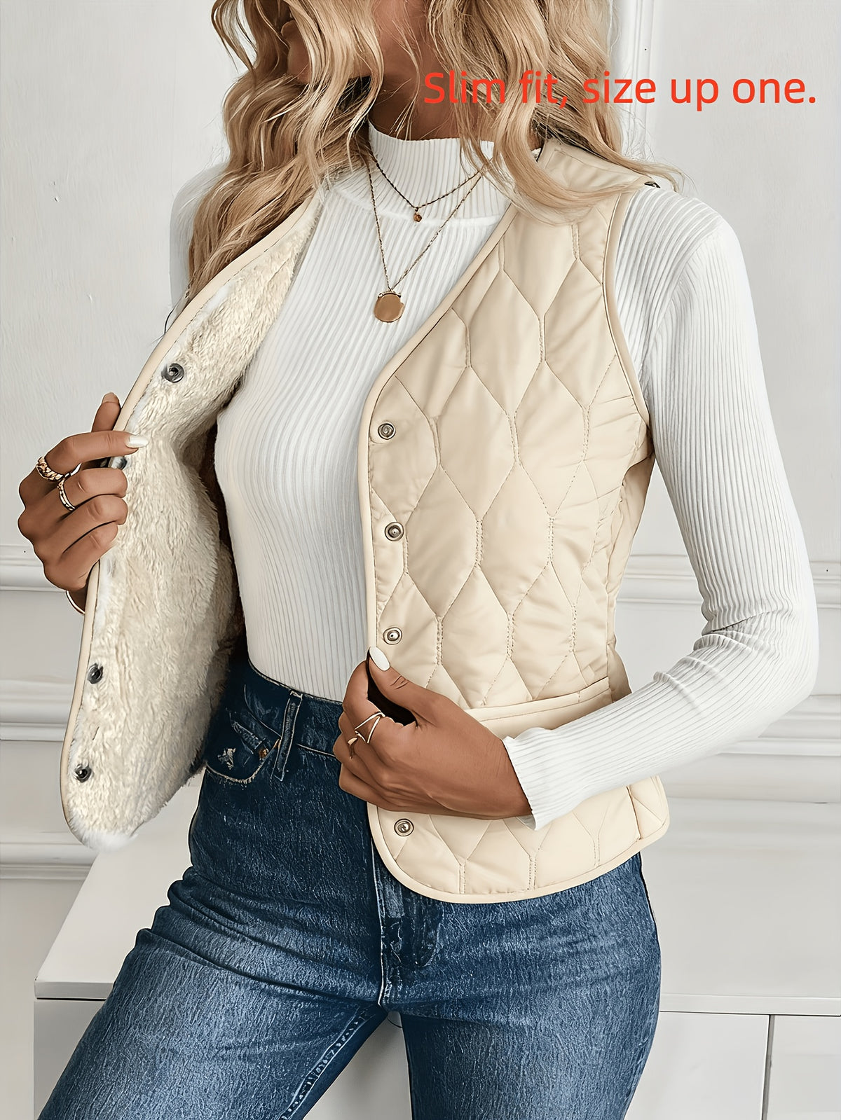 Corinne | Damen Winterjacke Gesteppt Kunstfellfutter Knopfleiste