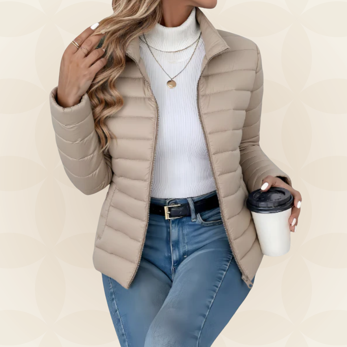 Nadeschda | Damen Steppjacke Elegant Wattiert Stehkragen