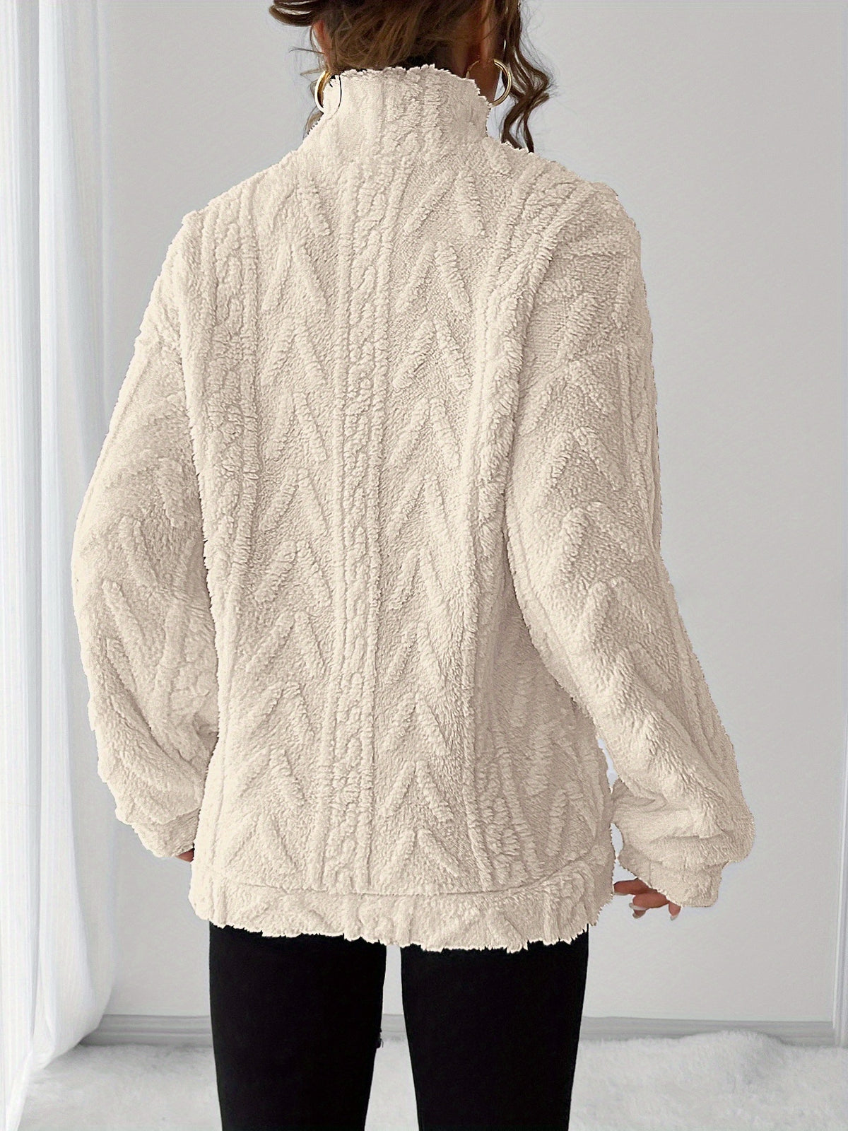 Antonia | Damen Teddy Sweatshirt mit Stehkragen und Reißverschluss