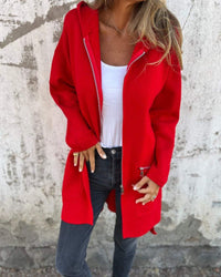 Nadja | Kapuzen-Strickjacke Damen mit Reißverschluss und langen Ärmeln