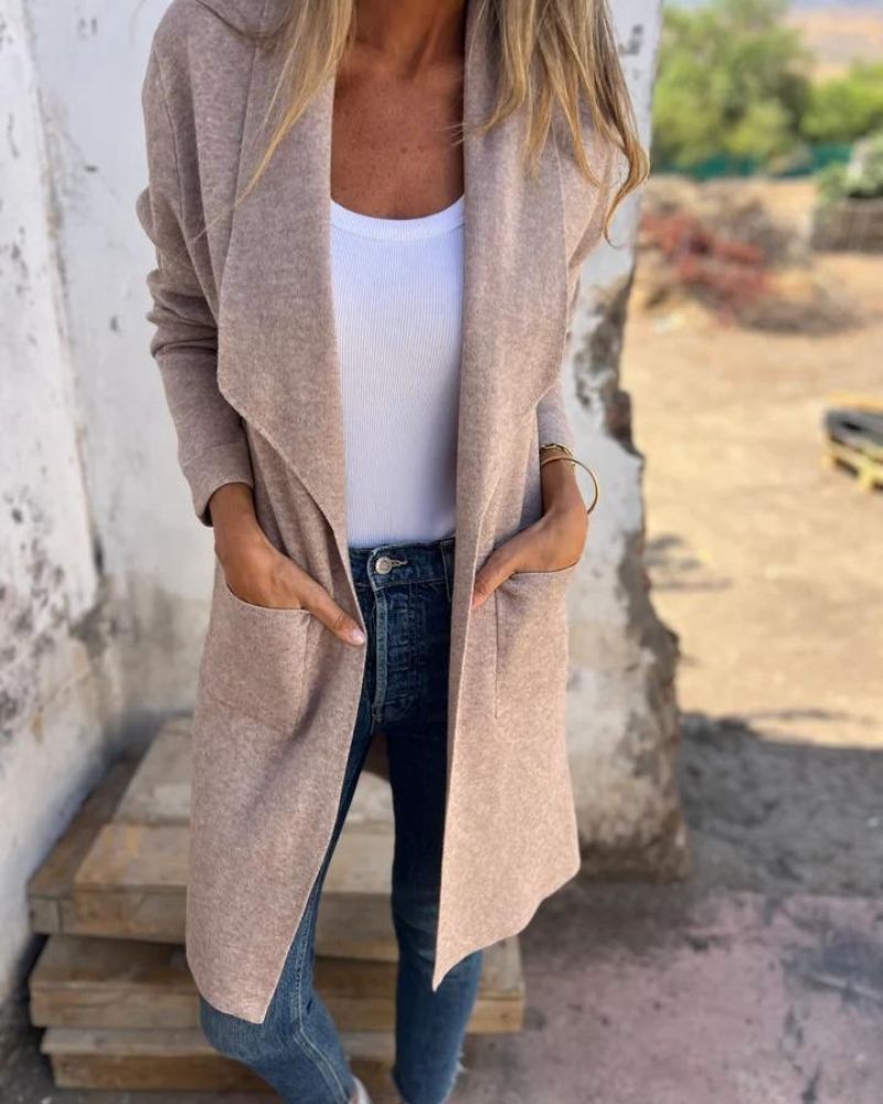 Esmee | Offener Cardigan mit Reverskragen und Taschen für Damen