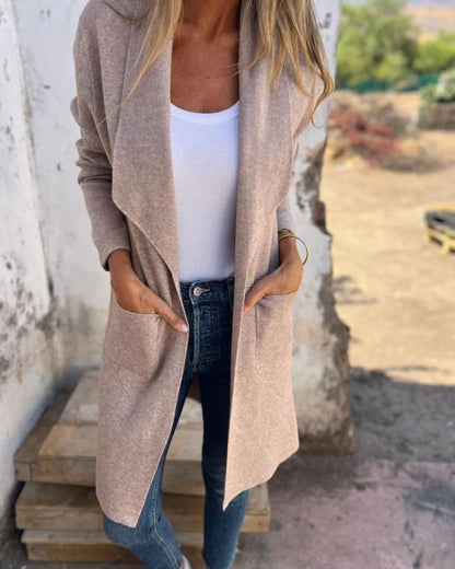 Esmee | Offener Cardigan mit Reverskragen und Taschen für Damen
