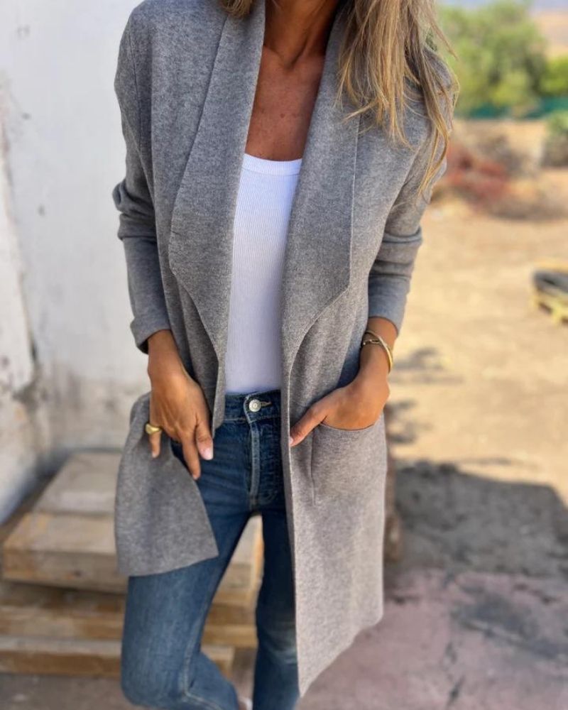 Esmee | Offener Cardigan mit Reverskragen und Taschen für Damen