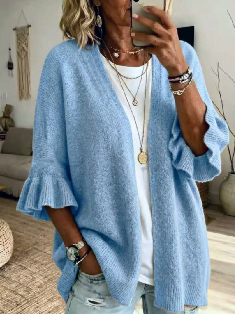 Janne | Offene Strickjacke Damen mit Volantärmeln