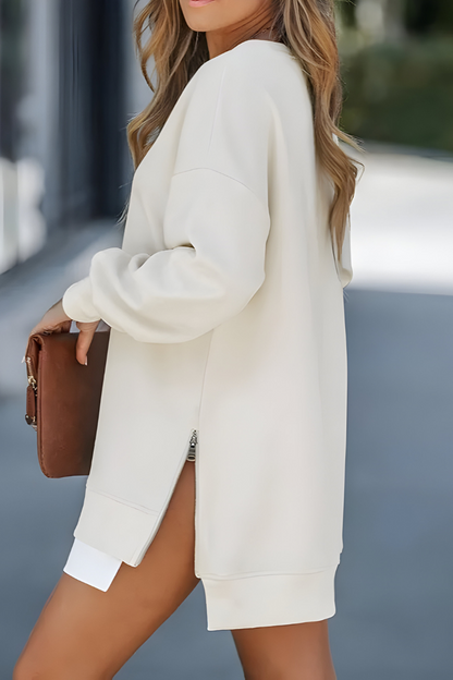 Hannah | Damen Oversized Pullover mit Seitenreißverschluss