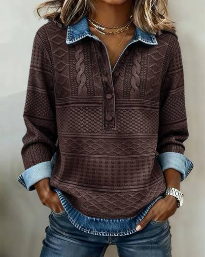 Charlotte | Damen Lockerer Pullover mit Halbknopfleiste