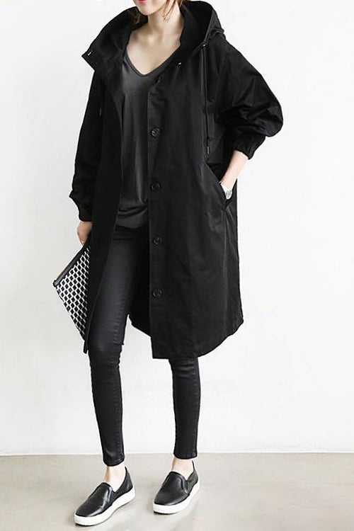Freyla | Damen Trenchcoat mit Kapuze Wasserdicht Elegant