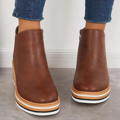 Pippa | Klassische Stiefel mit Reißverschluss und Blockabsatz