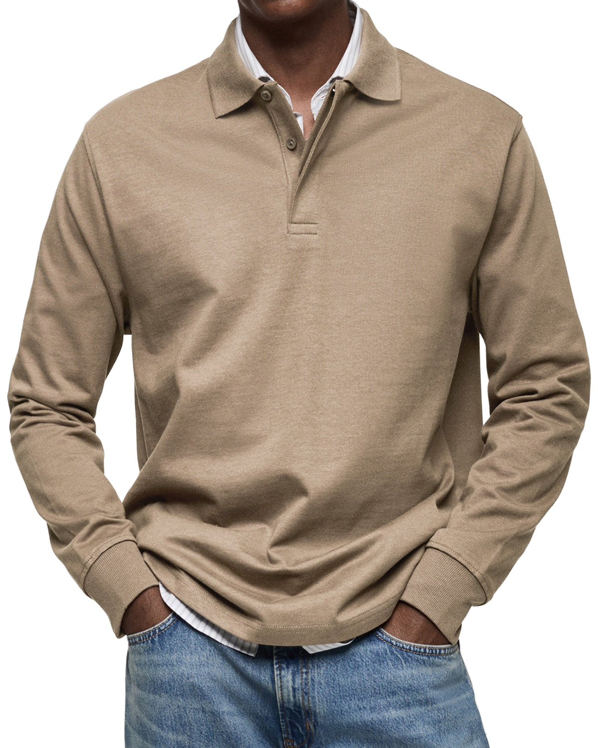 Matteo | Langarm Polo Shirt mit Knopfleiste für Herren
