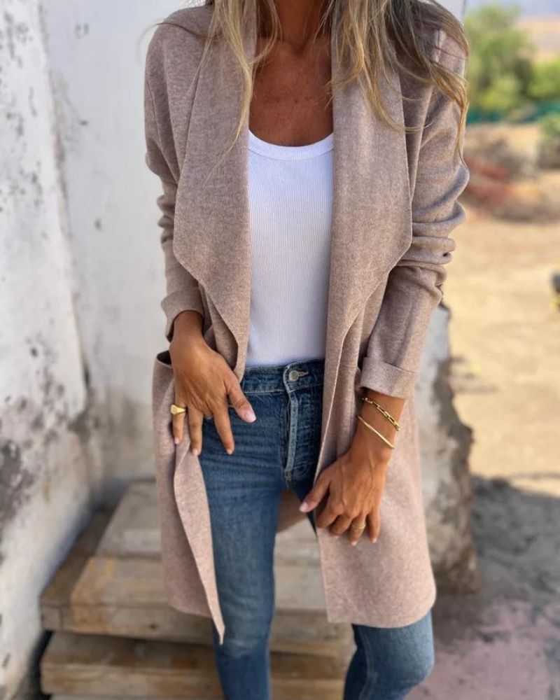 Esmee | Offener Cardigan mit Reverskragen und Taschen für Damen