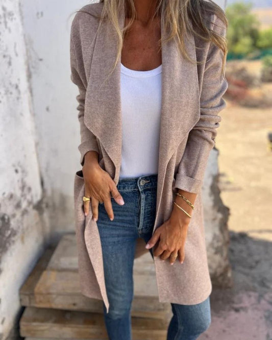 Esmee | Offener Cardigan mit Reverskragen und Taschen für Damen