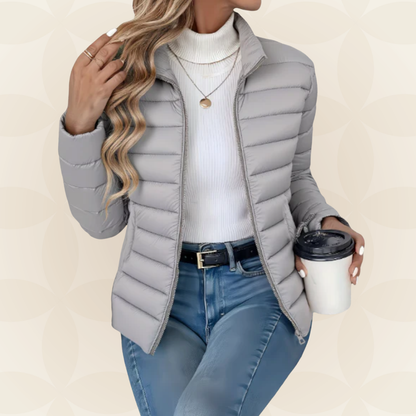 Nadeschda | Damen Steppjacke Elegant Wattiert Stehkragen