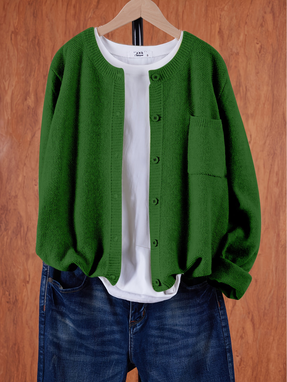 Erika | Damen Cardigan mit Knopfleiste und Pattentaschen