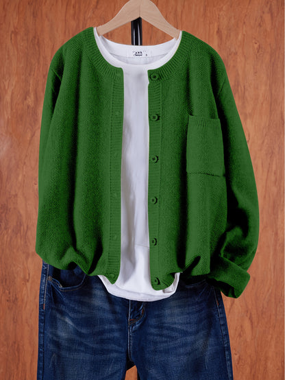 Erika | Damen Cardigan mit Knopfleiste und Pattentaschen