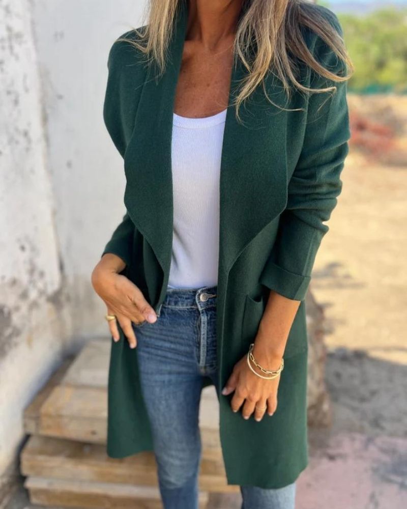 Esmee | Offener Cardigan mit Reverskragen und Taschen für Damen