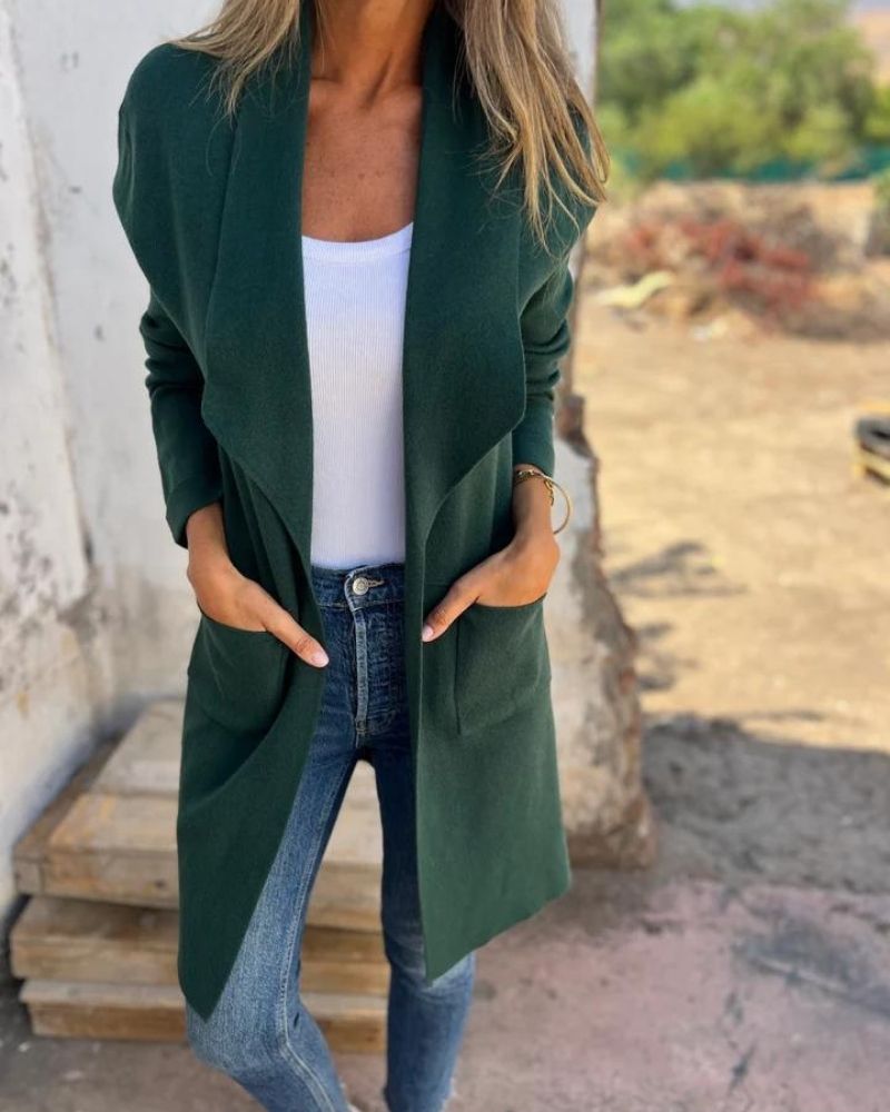 Esmee | Offener Cardigan mit Reverskragen und Taschen für Damen