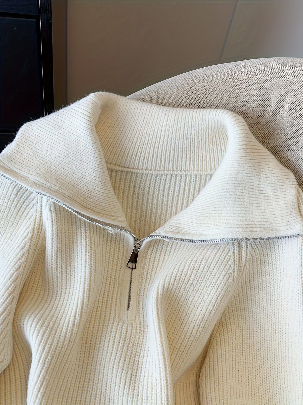 Lauretta | Gerippter Pullover mit Reißverschluss für Damen