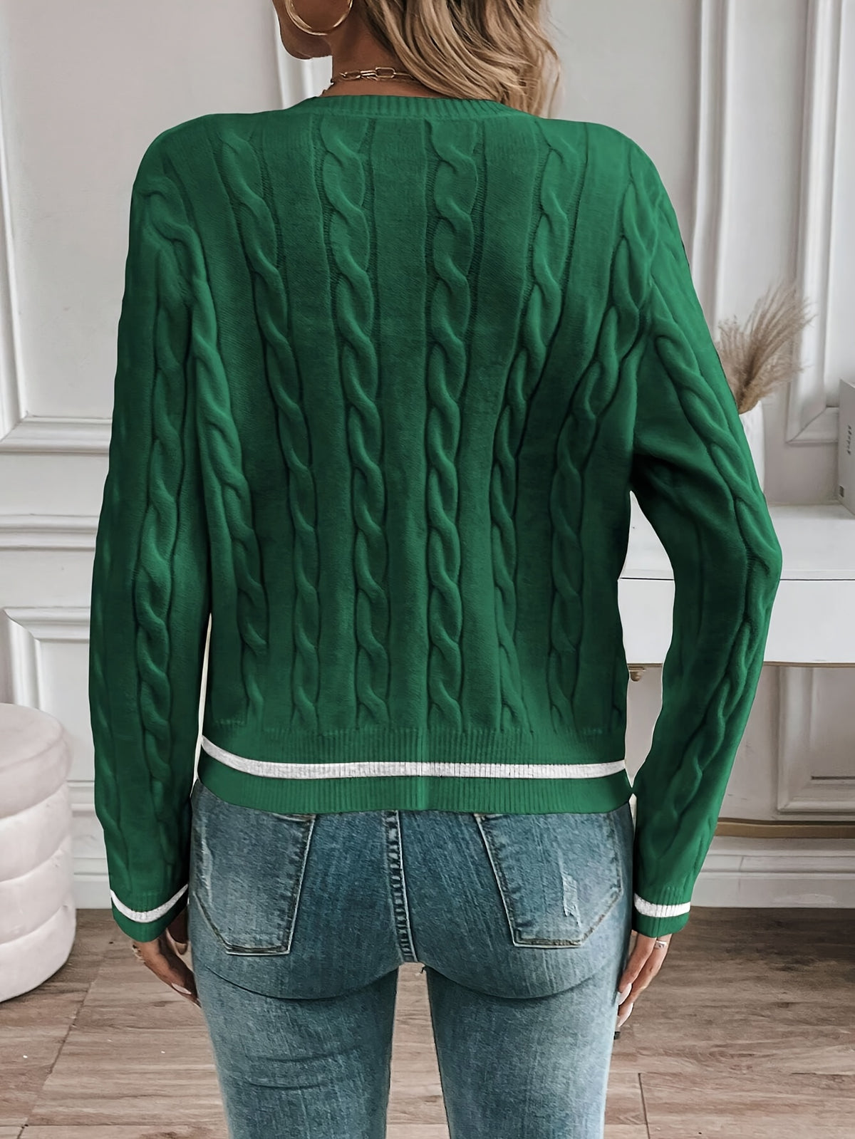 Anita | Strickjacke Zopfmuster Goldknöpfen für Damen