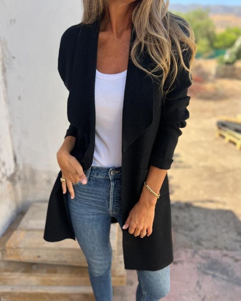 Esmee | Offener Cardigan mit Reverskragen und Taschen für Damen
