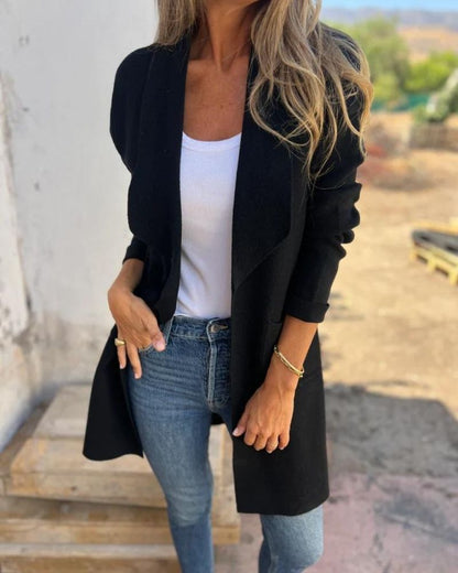 Esmee | Offener Cardigan mit Reverskragen und Taschen für Damen