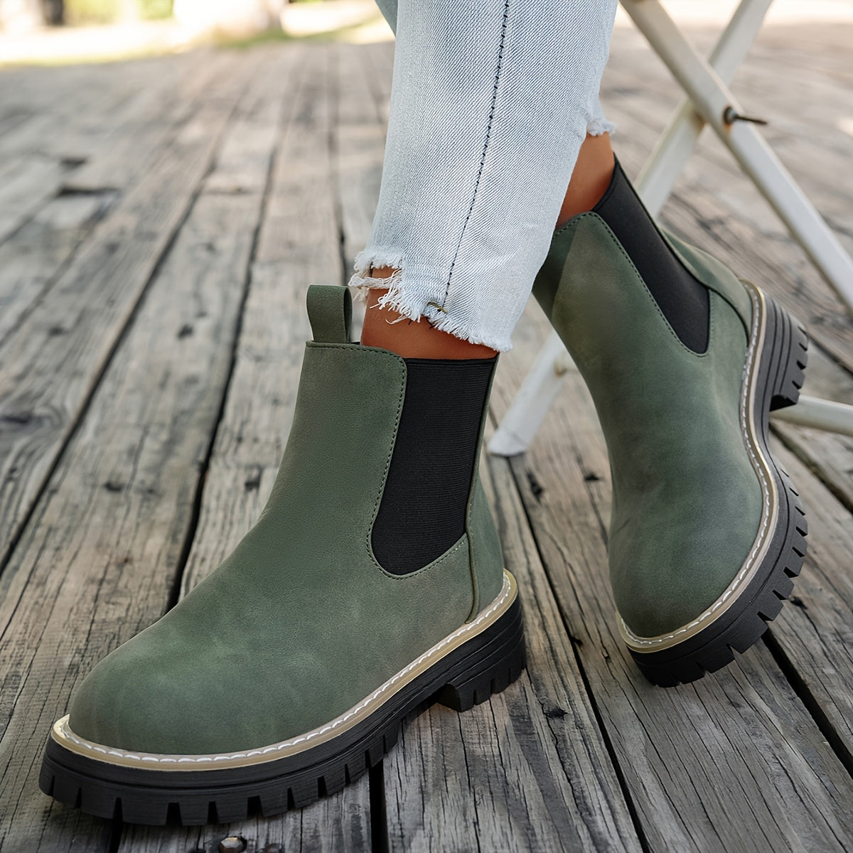 Barbara | Damen Chelsea Boots mit Plateausohle und Profilsohle