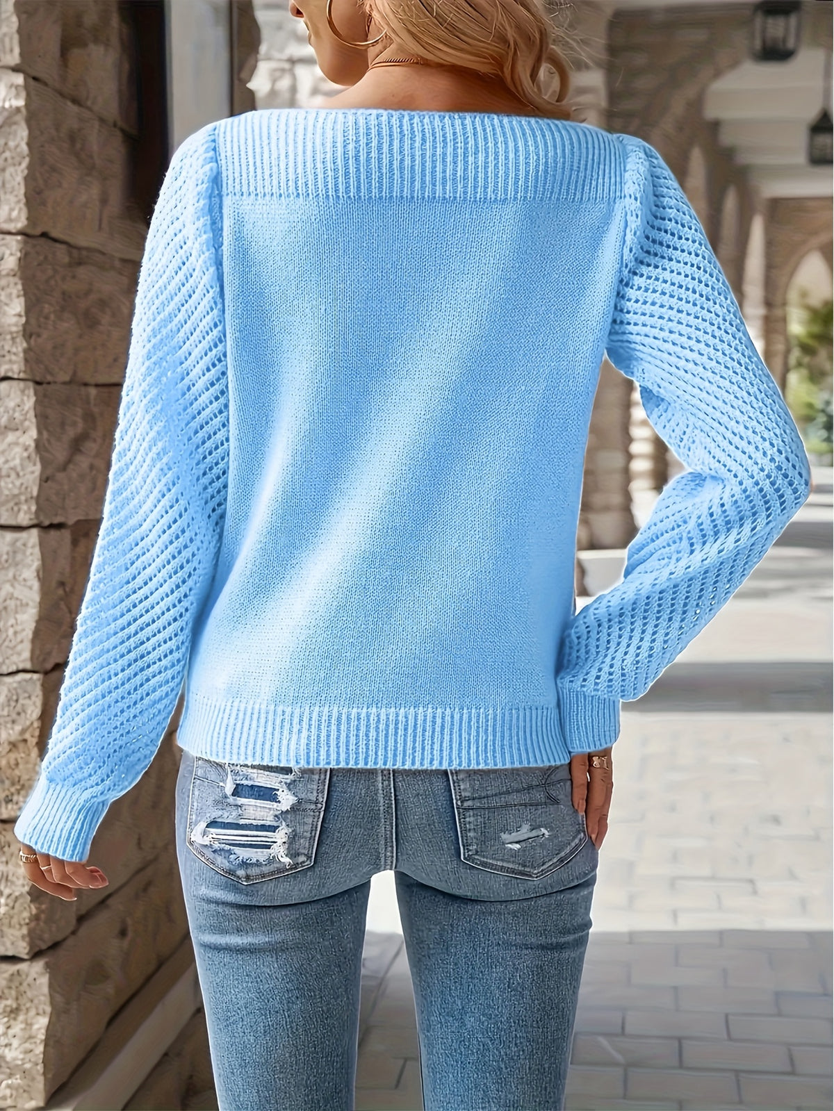 Karla | Damen Strickpullover mit Rundhalsausschnitt, Langarm