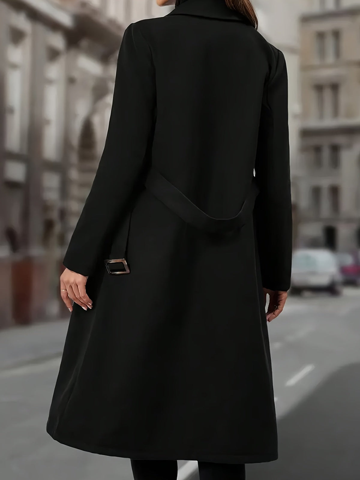 Kaia | Zweireihiger Langer Mantel mit Taschen für Damen
