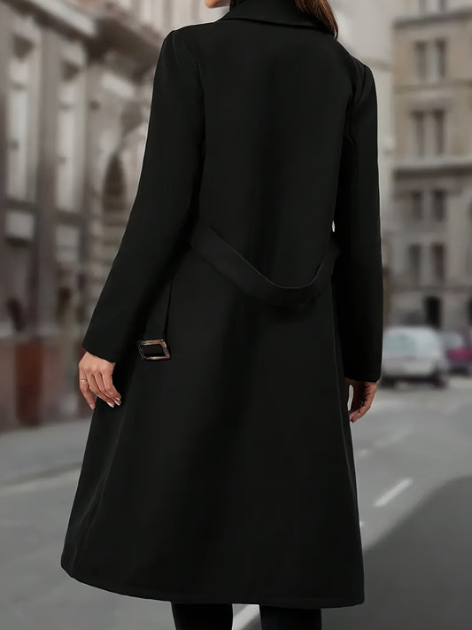 Kaia | Zweireihiger Langer Mantel mit Taschen für Damen