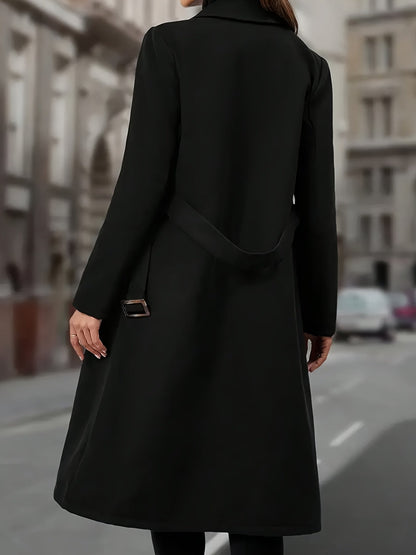 Kaia | Zweireihiger Langer Mantel mit Taschen für Damen