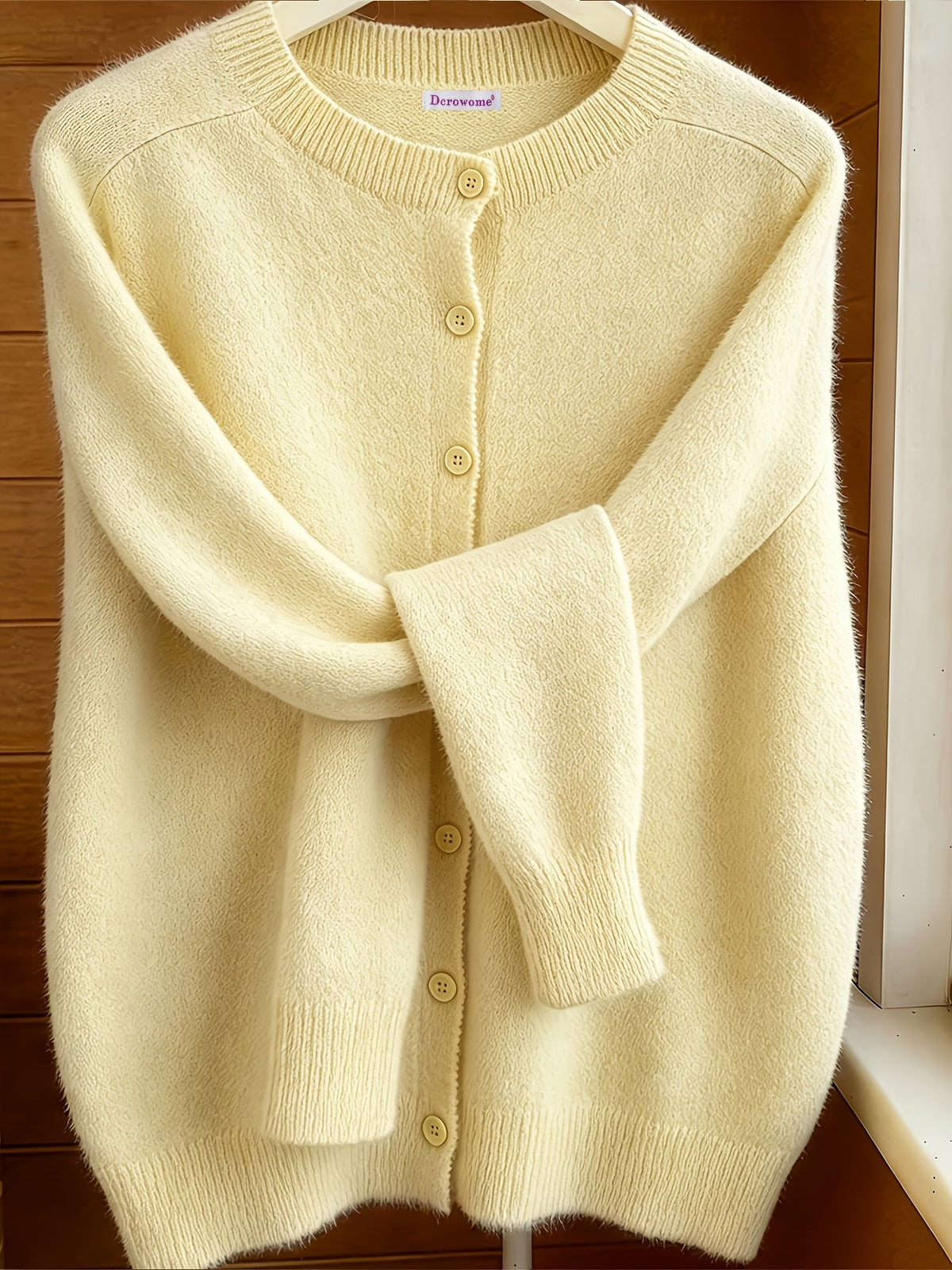 Elvira | Damen Strickjacke Cardigan Rundhalsausschnitt