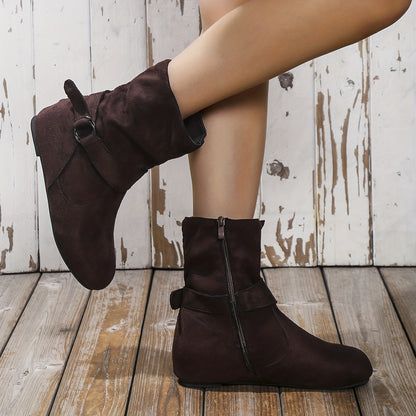 Marla | Damen Chelsea Boots mit Schnalle, Wildlederlook