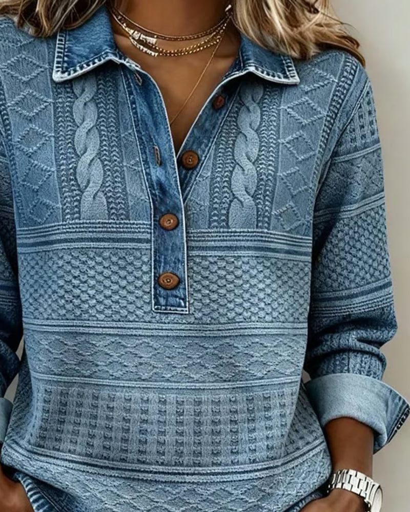 Charlotte | Damen Lockerer Pullover mit Halbknopfleiste