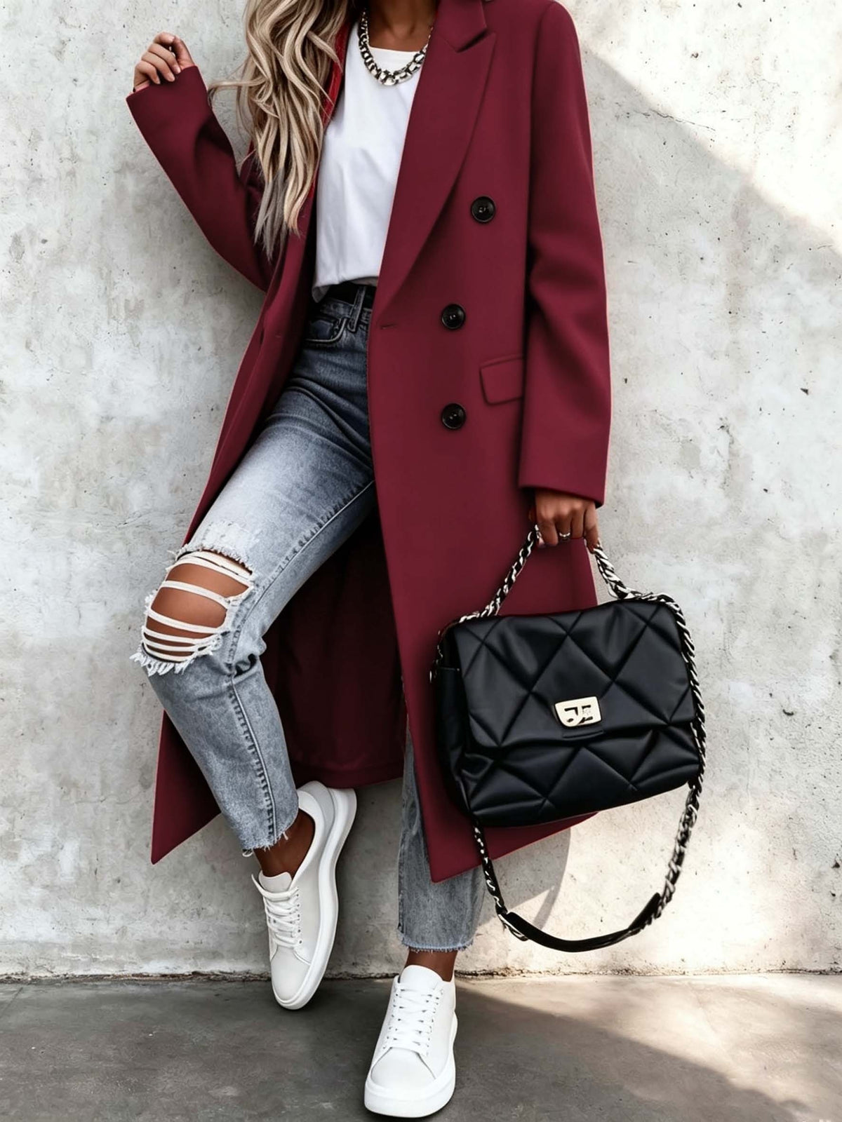 Caroline | Damen Zweireiher Trenchcoat 79,95 mit Reverskragen