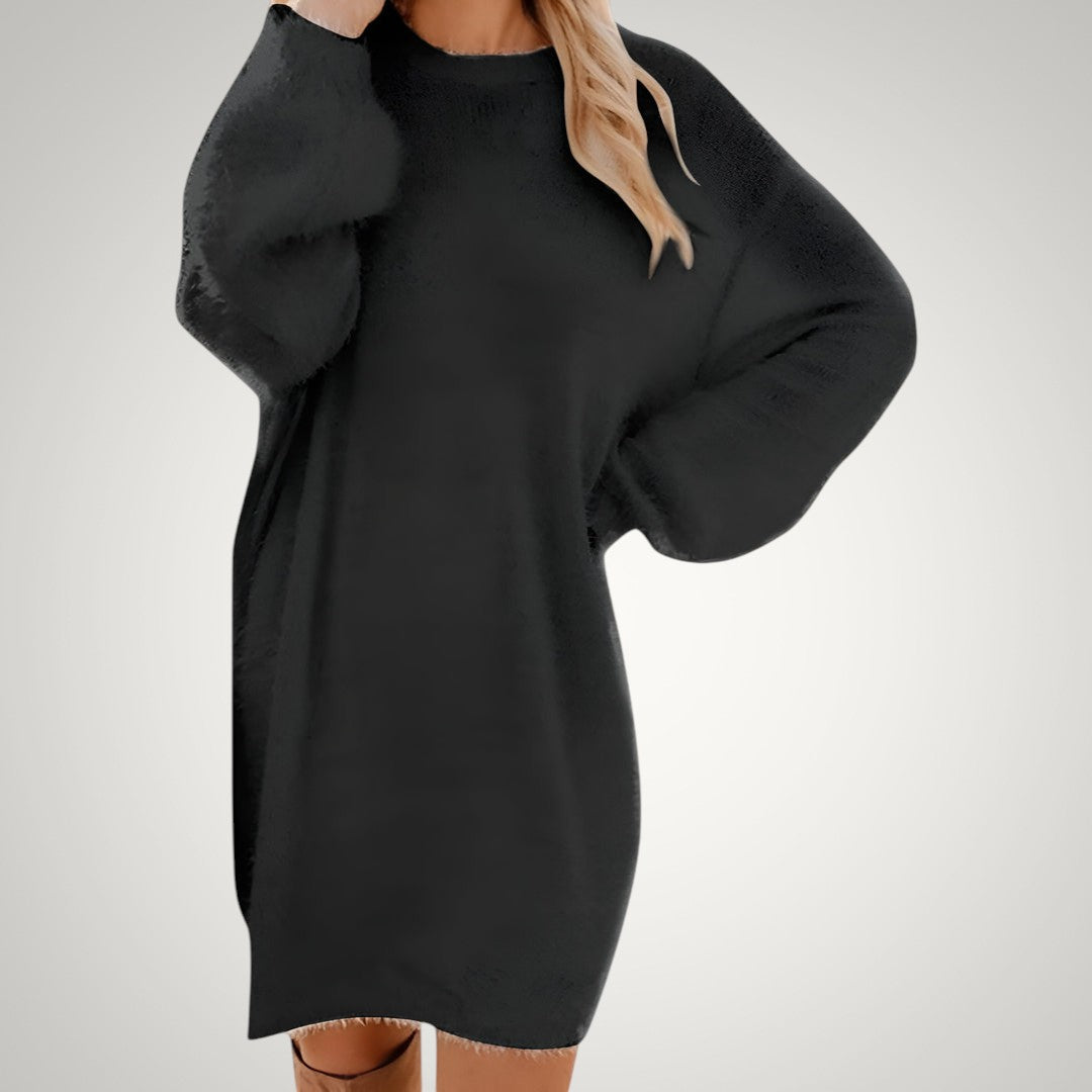 Ines | Damen Oversized Strickkleid Langarm Minilänge