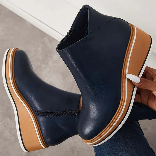 Pippa | Klassische Stiefel mit Reißverschluss und Blockabsatz