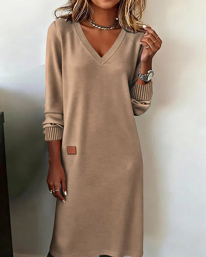 Pearl | Elegantes Midikleid mit V-Ausschnitt und Taschen