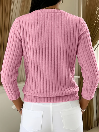 Emma | Damen Strickcardigan geripptes Zopfmuster Knopfleiste