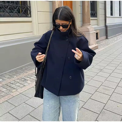 Alma | Damen Kurzmantel Elegant Zweireiher Winter