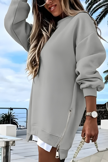 Hannah | Damen Oversized Pullover mit Seitenreißverschluss