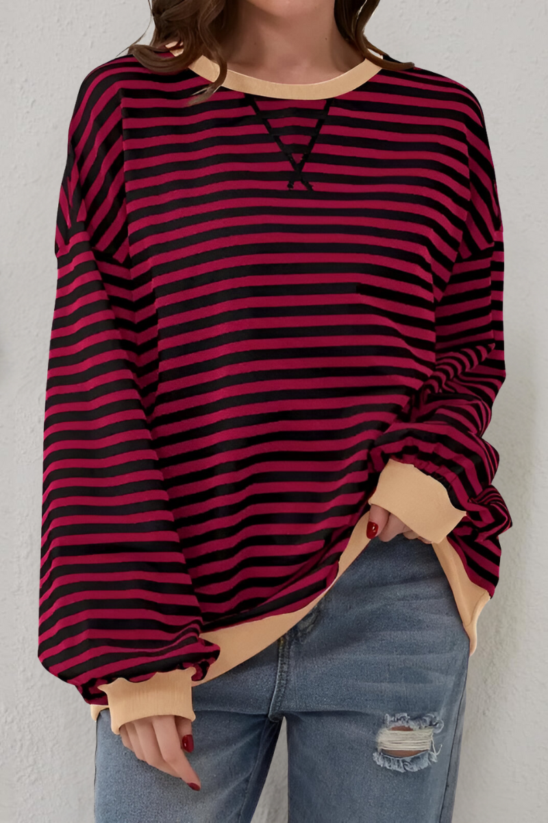 Guusje | Damen Sweatshirt mit Streifenmuster und Rundhalsausschnitt