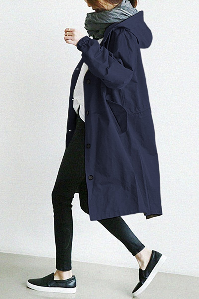 Freyla | Damen Trenchcoat mit Kapuze Wasserdicht Elegant