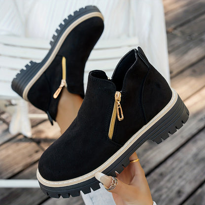 Bea | Chelsea Boots Damen mit goldenem Reißverschluss