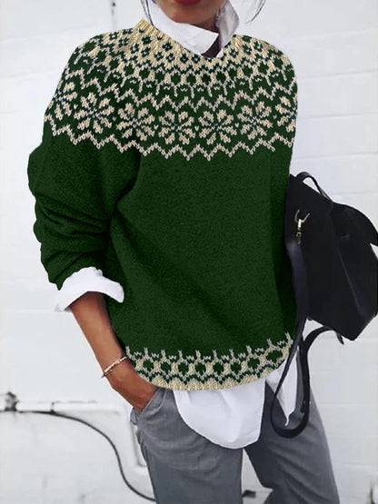 Freyr | Damen Strickpullover Islandmuster Rundhals