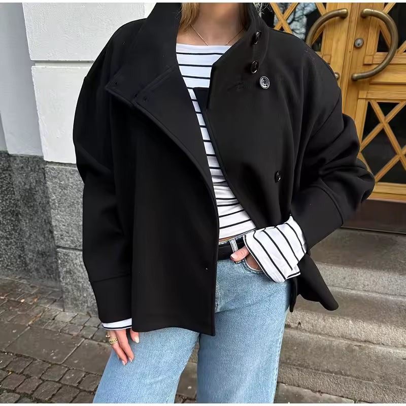 Alma | Damen Kurzmantel Elegant Zweireiher Winter