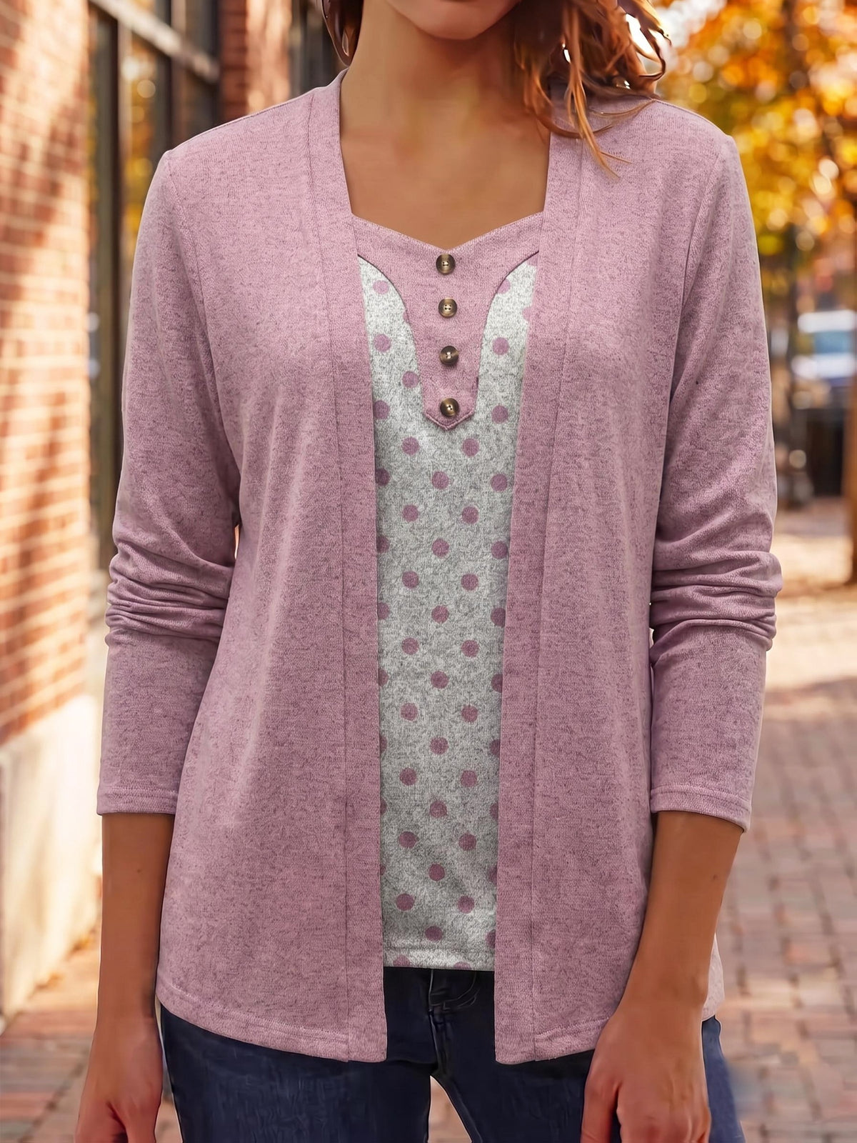 Eleanor | Damen Strickcardigan mit Streifen-Einsatz