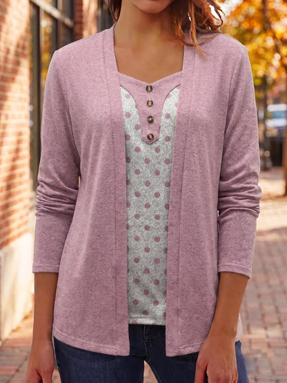 Eleanor | Damen Strickcardigan mit Streifen-Einsatz