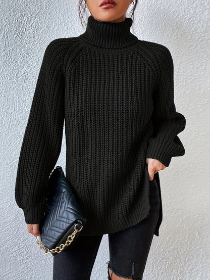 Iselin | Damen Grobstrick Rollkragenpullover