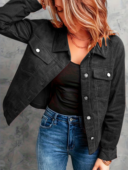 Wilhelmina | Damen Cordjacke mit Knopfleiste und Klappentaschen