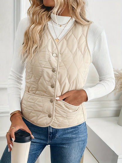 Corinne | Damen Winterjacke Gesteppt Kunstfellfutter Knopfleiste