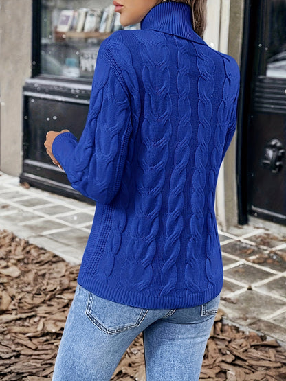 Anke | Damen Zopfmuster Rollkragenpullover mit Rippbündchen